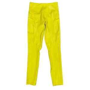 Ziya Side Pocket Activewear Legging Metallic Yellow Size 2